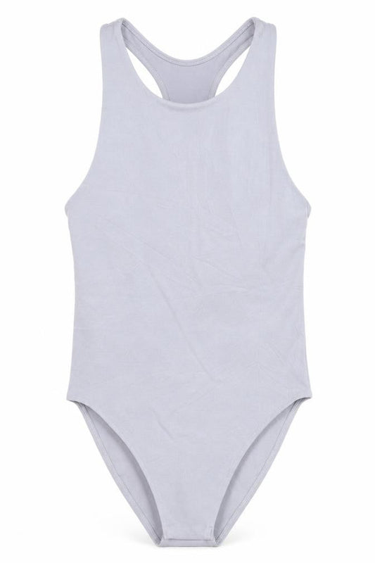 Zara Women Grey Sleeveless Tank Bodysuit XS Cotton Stretch
