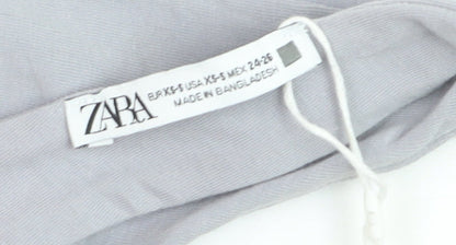 Zara Women Grey Sleeveless Tank Bodysuit XS Cotton Stretch