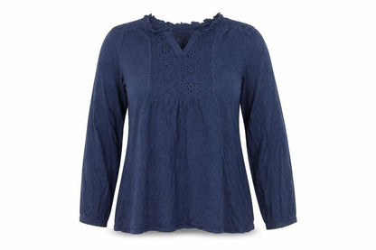 Wear Me With Love Womens Blue Cotton Long Sleeve Tunic Blouse Size 12