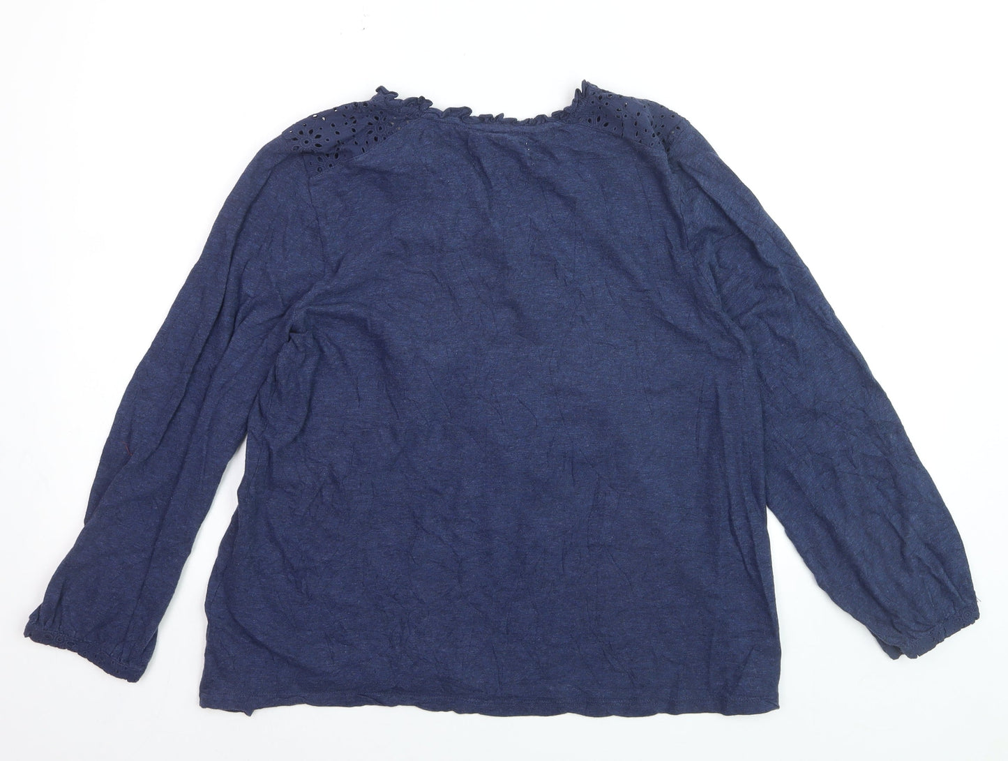 Wear Me With Love Womens Blue Cotton Long Sleeve Tunic Blouse Size 12