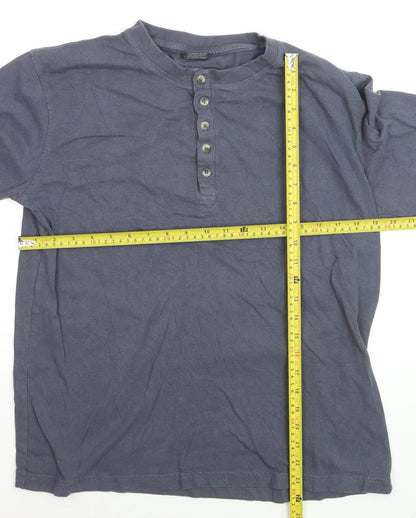 Trespass Men's Blue Cotton Long Sleeve Henley Shirt Size M