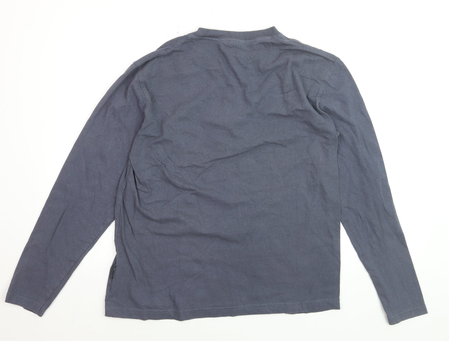 Trespass Men's Blue Cotton Long Sleeve Henley Shirt Size M