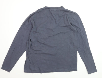Trespass Men's Blue Cotton Long Sleeve Henley Shirt Size M