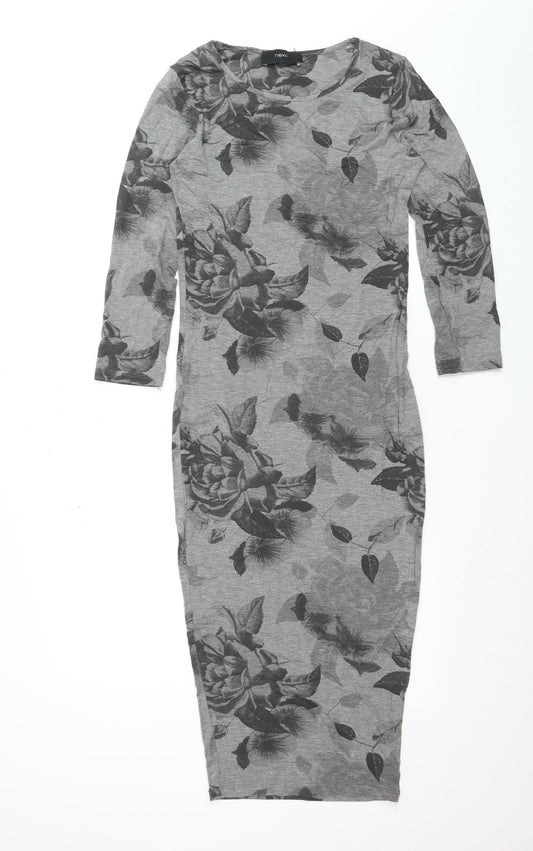 Next Women’s Grey Floral Bodycon Midi Dress Size 6