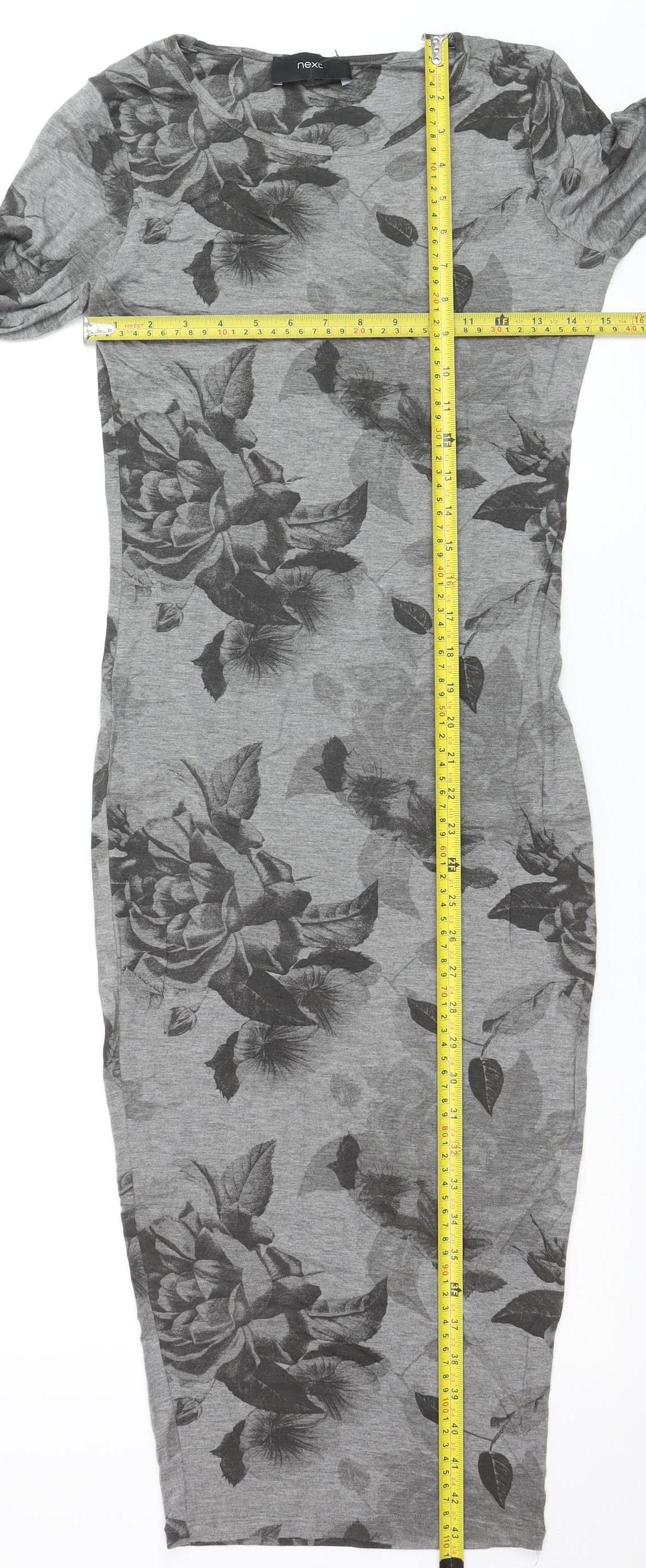 Next Women’s Grey Floral Bodycon Midi Dress Size 6