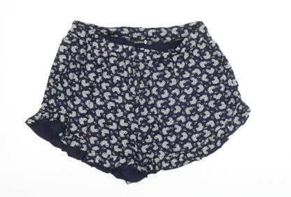 Boohoo Women Blue Paisley Culotte Shorts Size 18