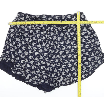 Boohoo Women Blue Paisley Culotte Shorts Size 18