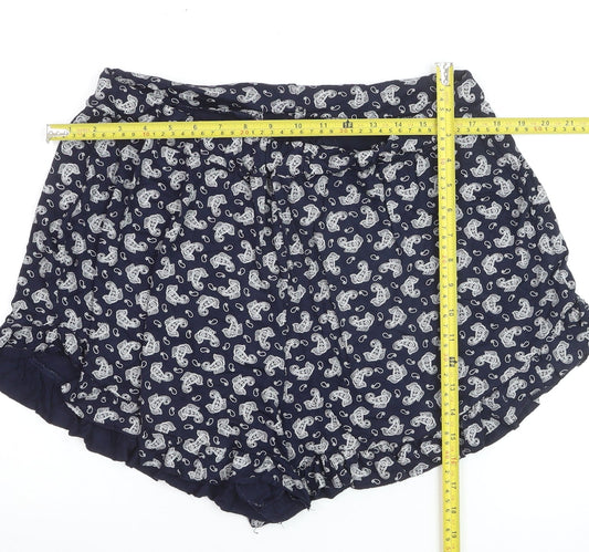 Boohoo Women Blue Paisley Culotte Shorts Size 18