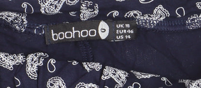 Boohoo Women Blue Paisley Culotte Shorts Size 18