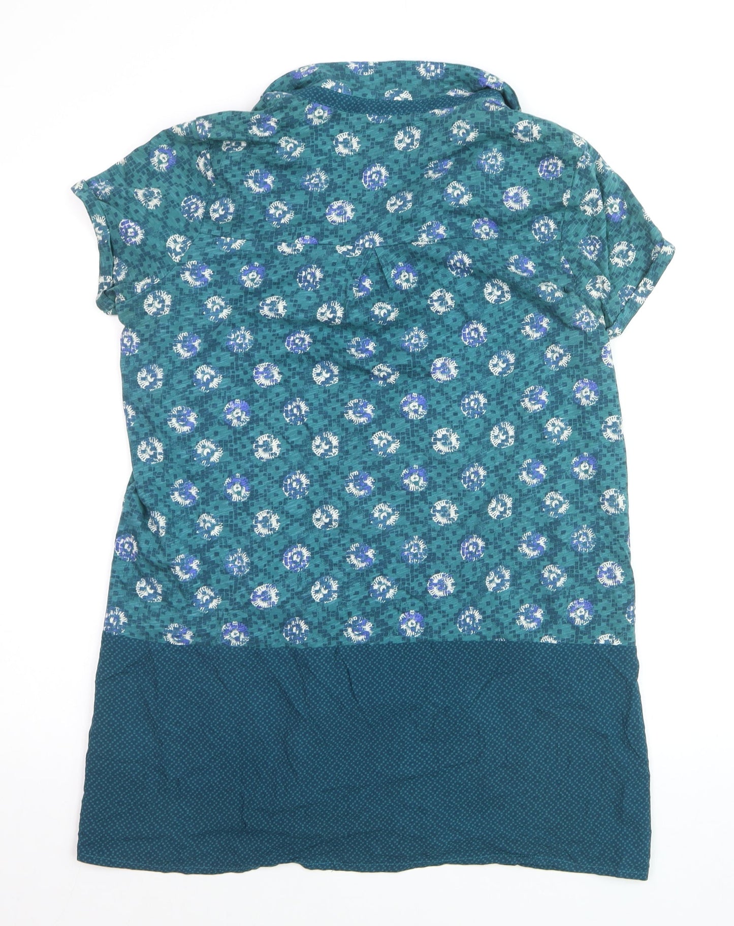 White Stuff Women's Green Floral Cotton Tunic Blouse Size 12