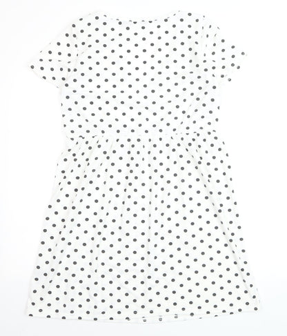 Boohoo Women’s White Polka Dot Wrap Dress Size 12 Short Sleeve
