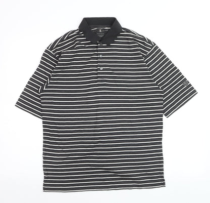 Tiger Woods Men's Black Striped Regular Fit Polo Shirt Size S