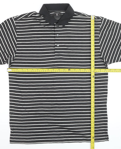 Tiger Woods Men's Black Striped Regular Fit Polo Shirt Size S