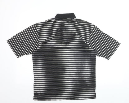 Tiger Woods Men's Black Striped Regular Fit Polo Shirt Size S