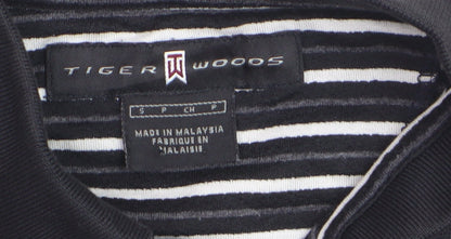 Tiger Woods Men's Black Striped Regular Fit Polo Shirt Size S