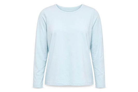 Lands' End Women's Blue Long Sleeve Basic Cotton Blend T-Shirt Size L