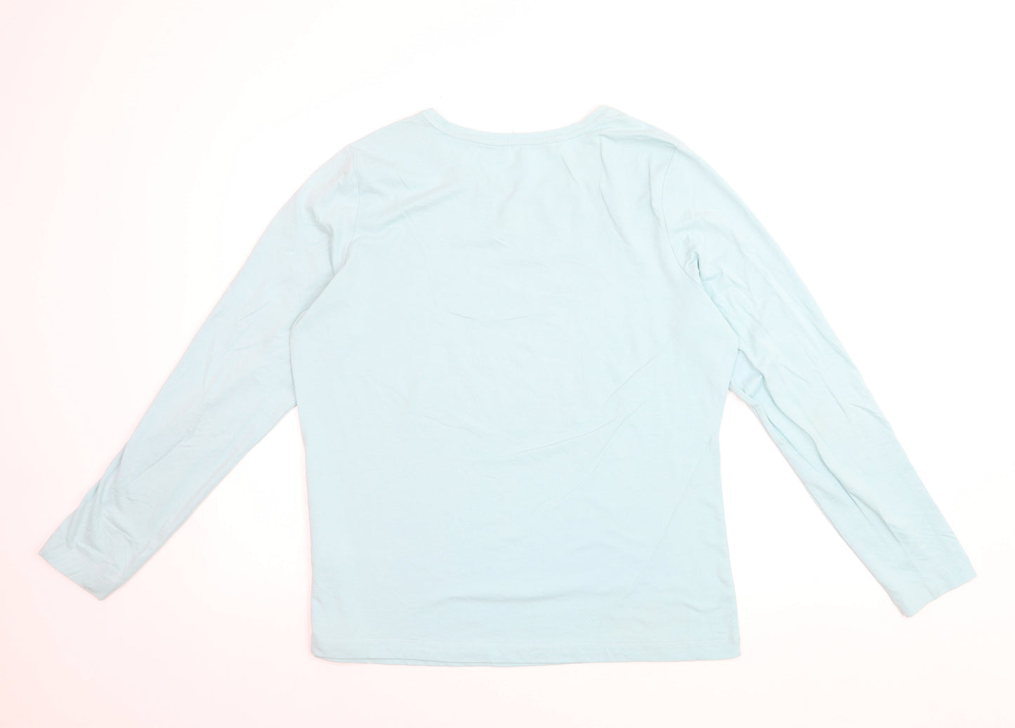 Lands' End Women's Blue Long Sleeve Basic Cotton Blend T-Shirt Size L