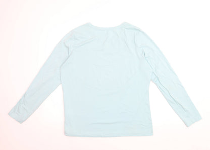 Lands' End Women's Blue Long Sleeve Basic Cotton Blend T-Shirt Size L