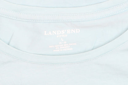 Lands' End Women's Blue Long Sleeve Basic Cotton Blend T-Shirt Size L