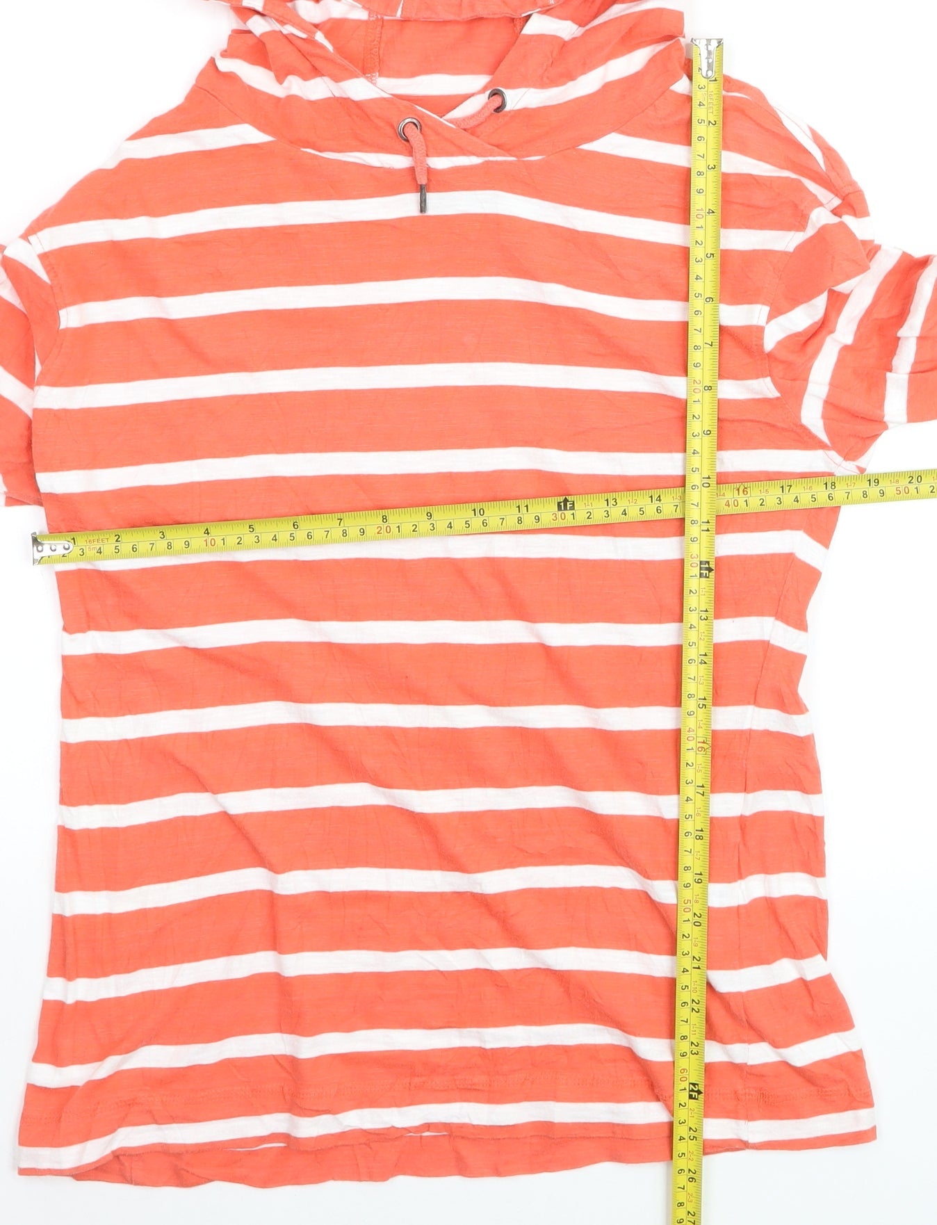 Regatta Womens Orange Striped Cotton Pullover Hoodie Size M