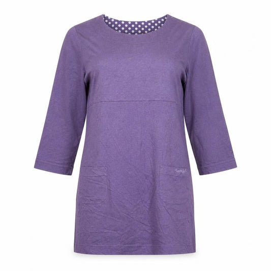 Weird Fish Women’s Purple Shift Dress Size 10 Cotton 3/4 Sleeve Casual