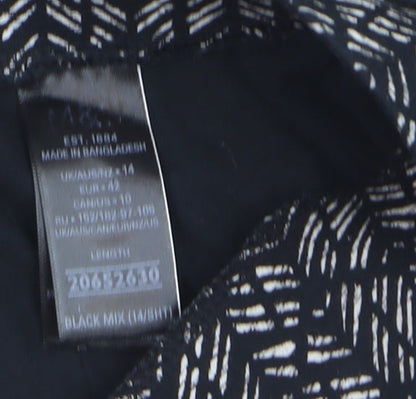 Marks and Spencer Womens Black Geometric Tapered Jersey Trousers Size 14