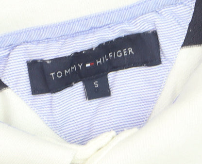 Tommy Hilfiger Men's White Striped Polo Shirt Size S