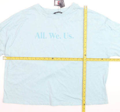 Marks and Spencer Women’s Blue Cotton Crew Neck Relaxed Fit T-Shirt Size 18