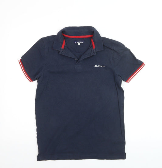 Ben Sherman Teens Navy Blue Cotton Polo Shirt Size 14-15