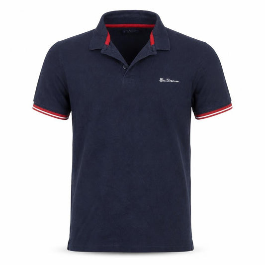 Front view of Ben Sherman Teens Navy Blue Cotton Polo Shirt, size 14-15