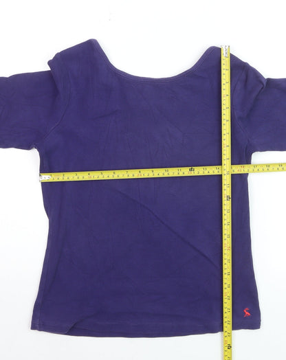 Joules Womens Blue Boat Neck 3/4 Sleeve Cotton T-Shirt Size 14