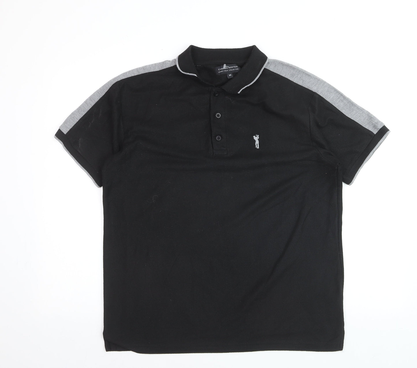 Charles Norton Men's Black Short Sleeve Polo Shirt Size M 100% Polyester