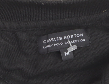 Charles Norton Men's Black Short Sleeve Polo Shirt Size M 100% Polyester