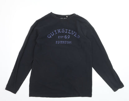 Quiksilver Men's Black Long Sleeve Graphic Cotton Top M