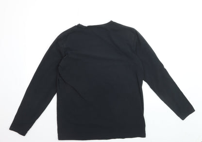 Quiksilver Men's Black Long Sleeve Graphic Cotton Top M