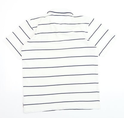 Umbro England Men's White Striped Polo Shirt Size M