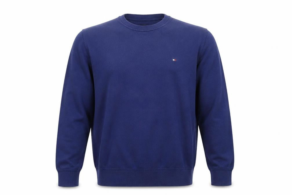 Tommy Hilfiger Men’s Blue Cotton Silk Crew Neck Pullover Sweatshirt M