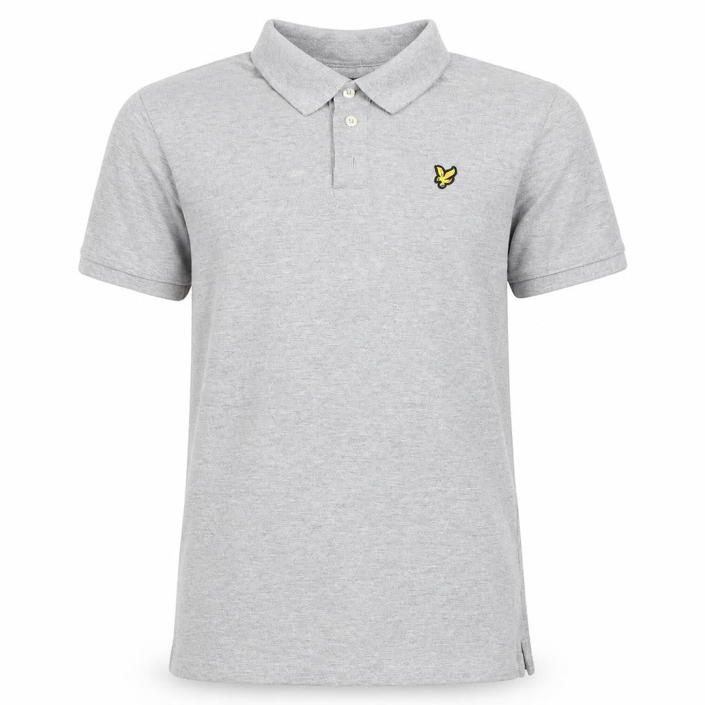 Front view of Lyle & Scott Junior Grey Short Sleeve Polo Shirt 14-15 Years
