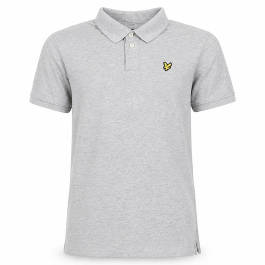 Front view of Lyle & Scott Junior Grey Short Sleeve Polo Shirt 14-15 Years