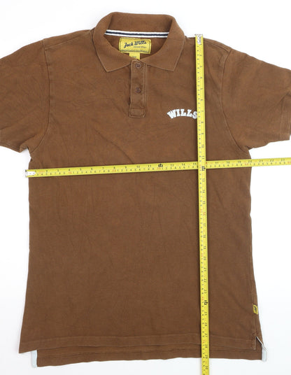 Jack Wills Men's Brown Cotton Polo Shirt Size L Short Sleeve Casual