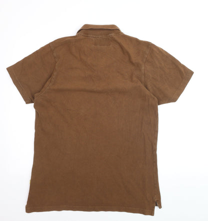 Jack Wills Men's Brown Cotton Polo Shirt Size L Short Sleeve Casual