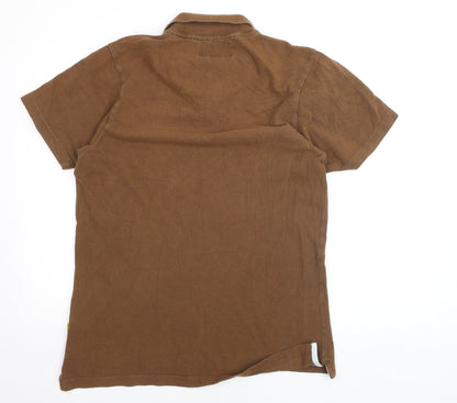 Jack Wills Men's Brown Cotton Polo Shirt Size L Short Sleeve Casual