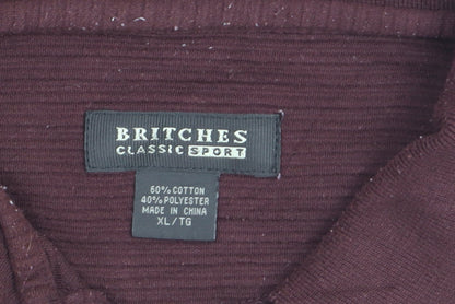 Britches Men’s Brown Long Sleeve Cotton Blend Polo Shirt XL