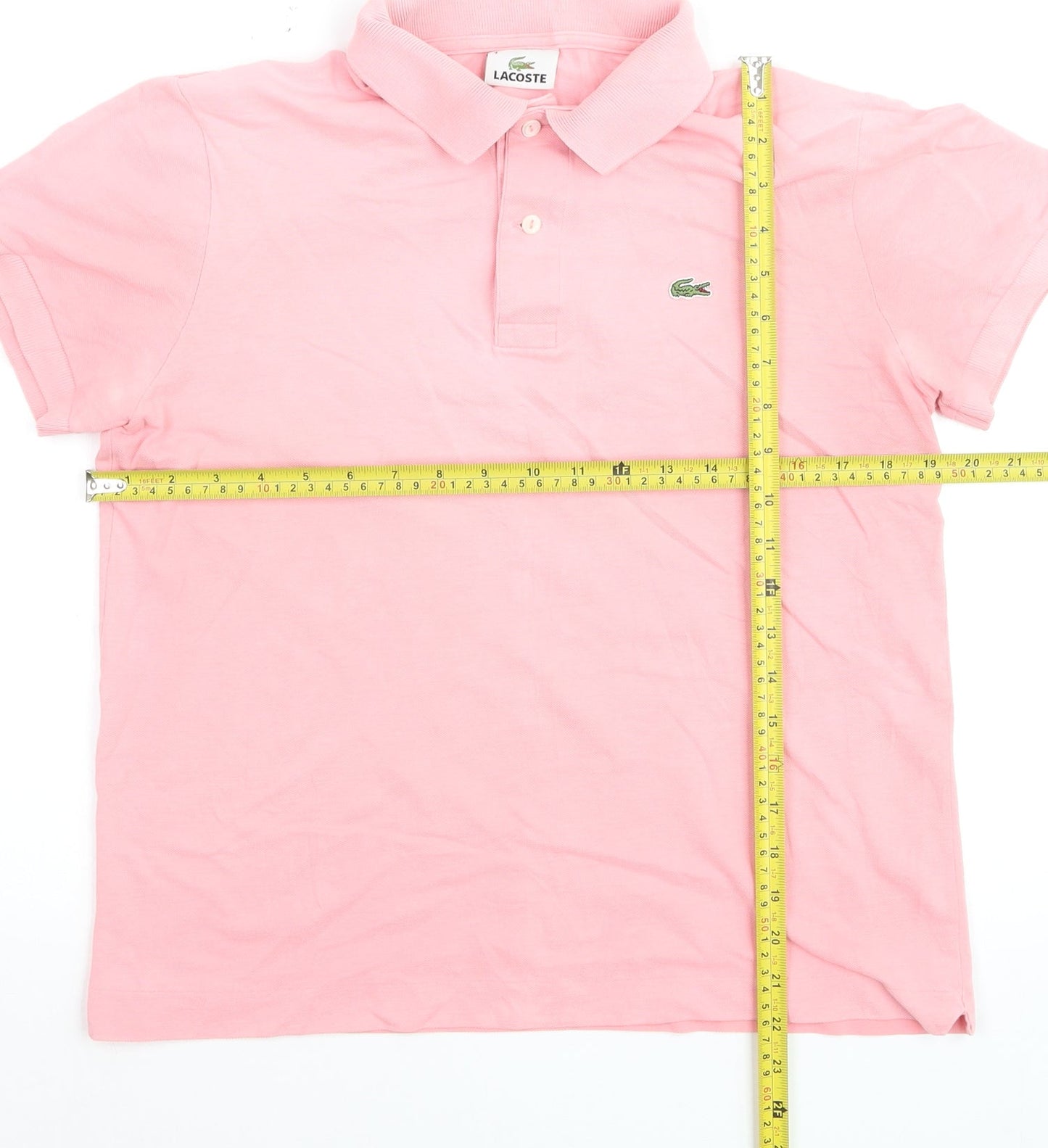 Lacoste Men's Pink Short Sleeve Cotton Polo Shirt Size L