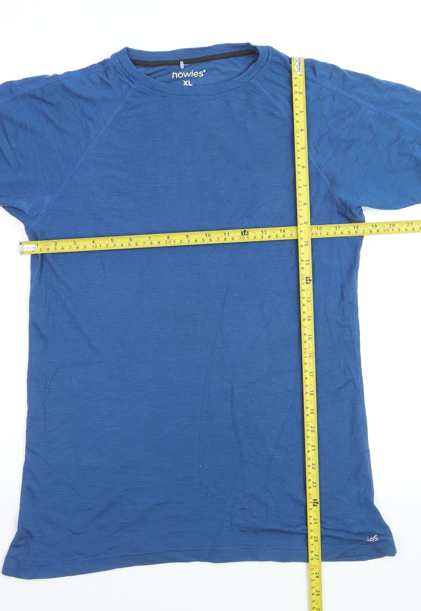 Howies Men's Blue Merino Wool Crew Neck T-Shirt XL