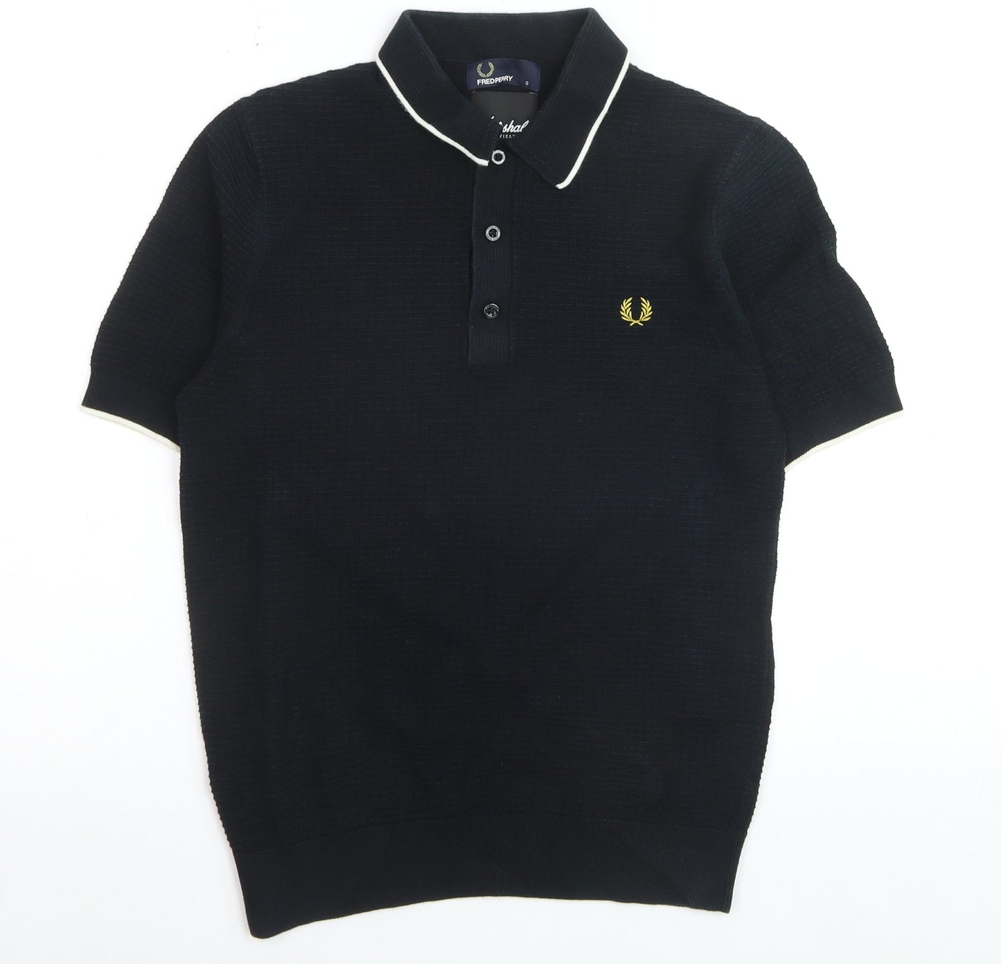 Fred Perry x Marshall Black Cotton Men's Polo Shirt S Short Sleeve