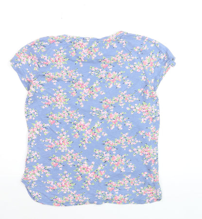 Laura Ashley Women’s Blue Floral Cotton Short Sleeve T-Shirt UK 12