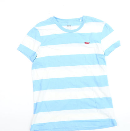 Levi's Men's Blue White Striped Crew Neck T-Shirt XS