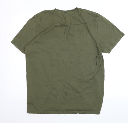 Lee Men's Green Regular Fit Cotton T-Shirt Size L