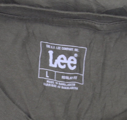 Lee Men's Green Regular Fit Cotton T-Shirt Size L